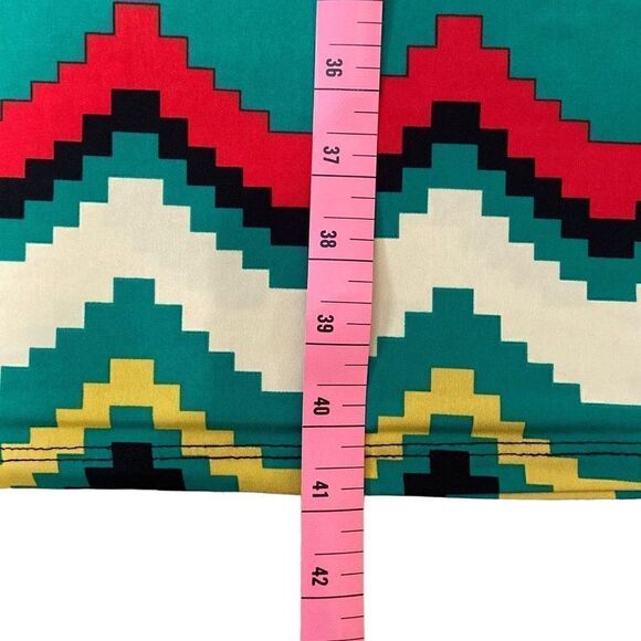 Moa Maxi Skirt Green Red Yellow Cream Digital Chevron Skirt Size Small - Picture 6 of 7